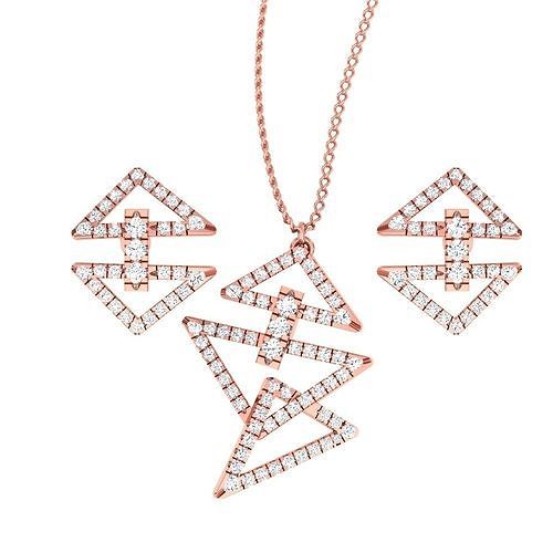 colgante pendiente pendientes combo Boda joyería imprimible diamante joya conjunto colgantes espárragos hoopsandhuggies collar 3D print model - Mito3D