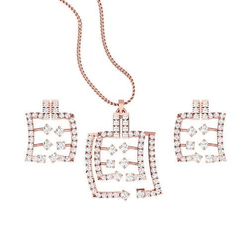 pendant earrings combo wedding jewellery printable diamond jewelry set pendants studs hoopsandhuggies necklace 3D print model - Mito3D