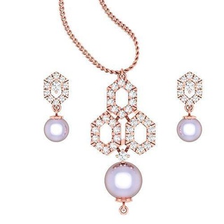 pendant earrings combo wedding jewellery printable diamond jewelry set pearl pendants studs hoopsandhuggies necklace 3d print model - Mito3D
