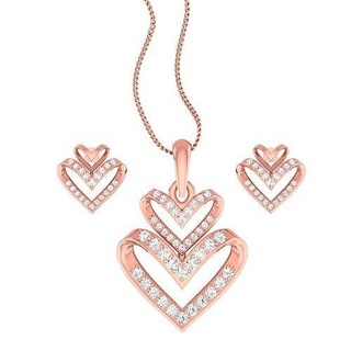 colgante pendiente pendientes combo Boda joyería imprimible diamante joya conjunto corazón colgantes espárragos hoopsandhuggies collar 3d print model - Mito3D
