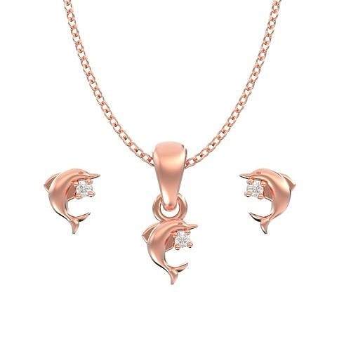 pendente orecchini combo impostato delfino 003 gioielleria oro argento ciondoli stampabile diamante collana gioiello setgioielli orecchino collane rosa 3D print model - Mito3D