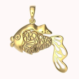 pendente pesce gioielleria oro bilancia mare oceano argento rosso accessorio 3d modellazione creativo design rapido prototipazione rendering animazione ciondoli 3d print model - Mito3D