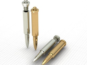 pendant form cartridge secret shape bullet printable jewelry pendants silver 3d print model - Mito3D