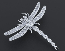 pendentif in forme of libellule diamants 340 3dprinted conception mode or d'or bijou bijoux impression imprimable prototypage argent pendentifs 3d print model - Mito3D