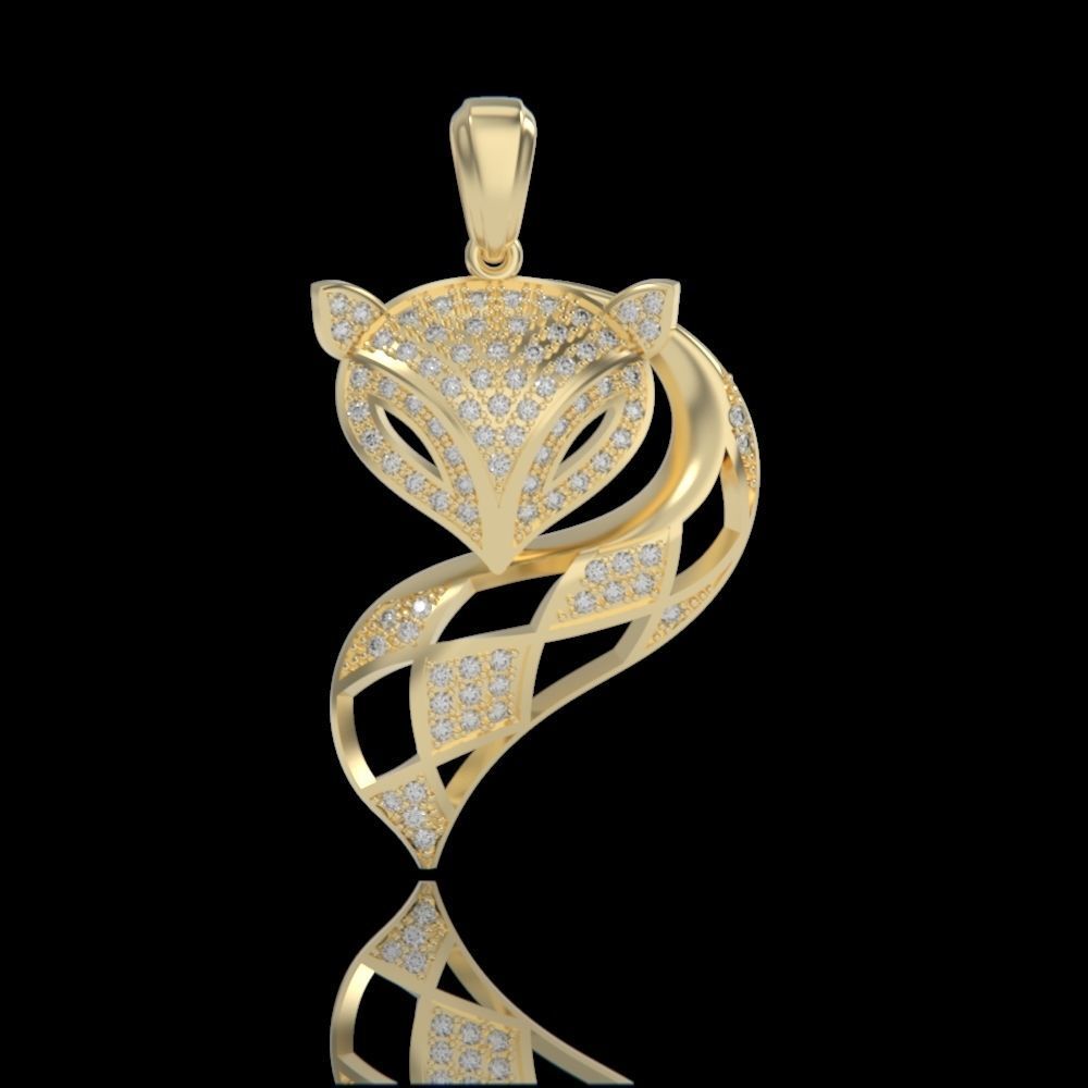 pendant fox in stones medicine gold silver gem jewel 3d foxpendant jeweller 3dfox modeling jewelry pendants 3D print model - Mito3D