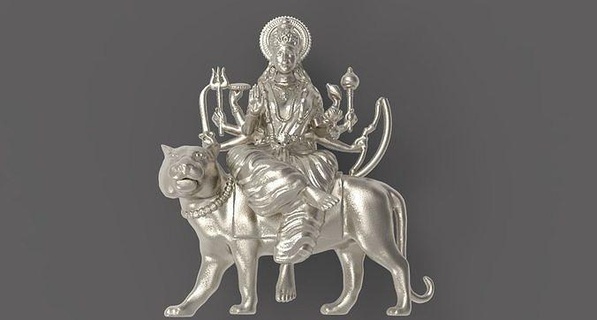 pendant goddess durga metalwork sculpture figurine statue art jewelry pendants 3d print model - Mito3D