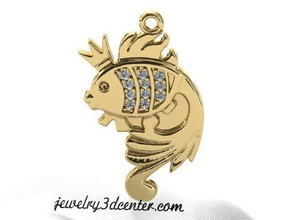 pendentif poisson rouge bijoux le or d'argent pendentifs 3d print model - Mito3D