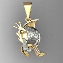 pendant goldfish gems jewelry cad rhino max exclusive stl 3dm gift beautyful gold silver necklaces printable character shining luxury platinum pendants 3d print model - Mito3D