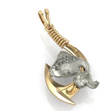 pendant goldfish hook jewelry cad exclusive stl 3dm beautyful gems gold silver necklaces printable pendants beautiful 3ds 3d print model - Mito3D