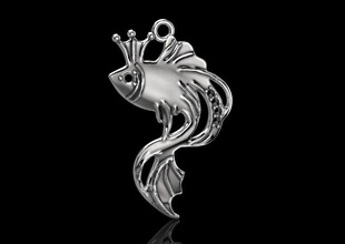pendentif poisson rouge or argent 3d impression format stl bijoux pendentifs 3d print model - Mito3D