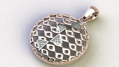 pendentif grille jaune argent diamant mode beauté bijoux or collier imprimable origine pendentifs 3d print model - Mito3D