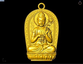 pendant guan yin buddha bodhisattva jewelry design gold diamond gem fashion rhino matrix zbrush guanyin pendants 3d print model - Mito3D