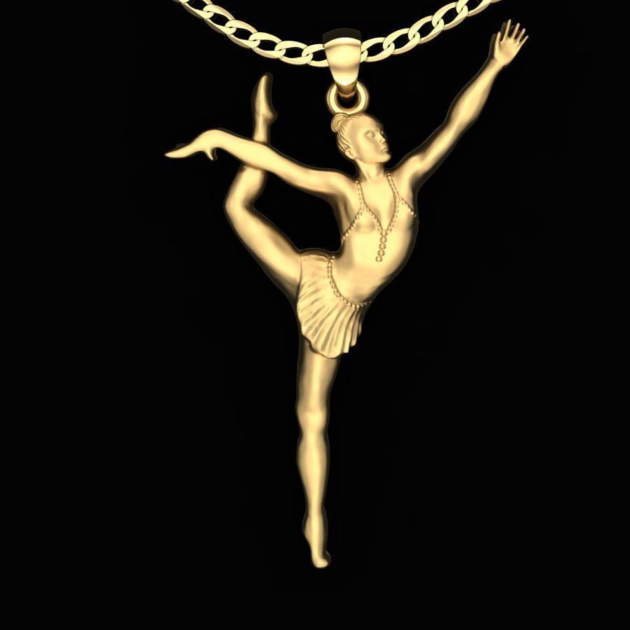 kolye jimnastikçi altın sterlin mücevher gümüş yazdırılabilir yazdır platin peri cnc takı 3D print model - Mito3D