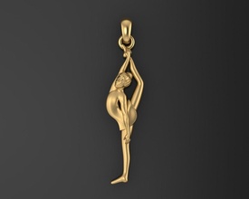 pingente ginástica menina atletismo esporte jogos olímpicos prata ouro líder torcida joalheria pingentes estatueta atlético ginasta fêmea circo estátua ginásio 3d print model - Mito3D