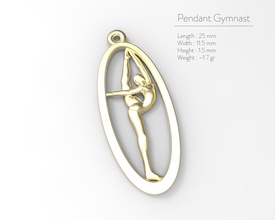 pendant gymnast gold silver cutting jewelry sport 3dprint jewellery platinum whitegold pendants 3d print model - Mito3D