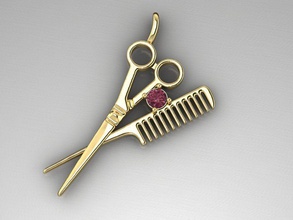 pendentif salon de coiffure bijoux un la décoration or d'argent cadeau profession pendentifs 3d print model - Mito3D