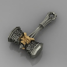 anhänger hammer to schädel 122 axt gold silber druckbar juwel schmuck 3d print model - Mito3D