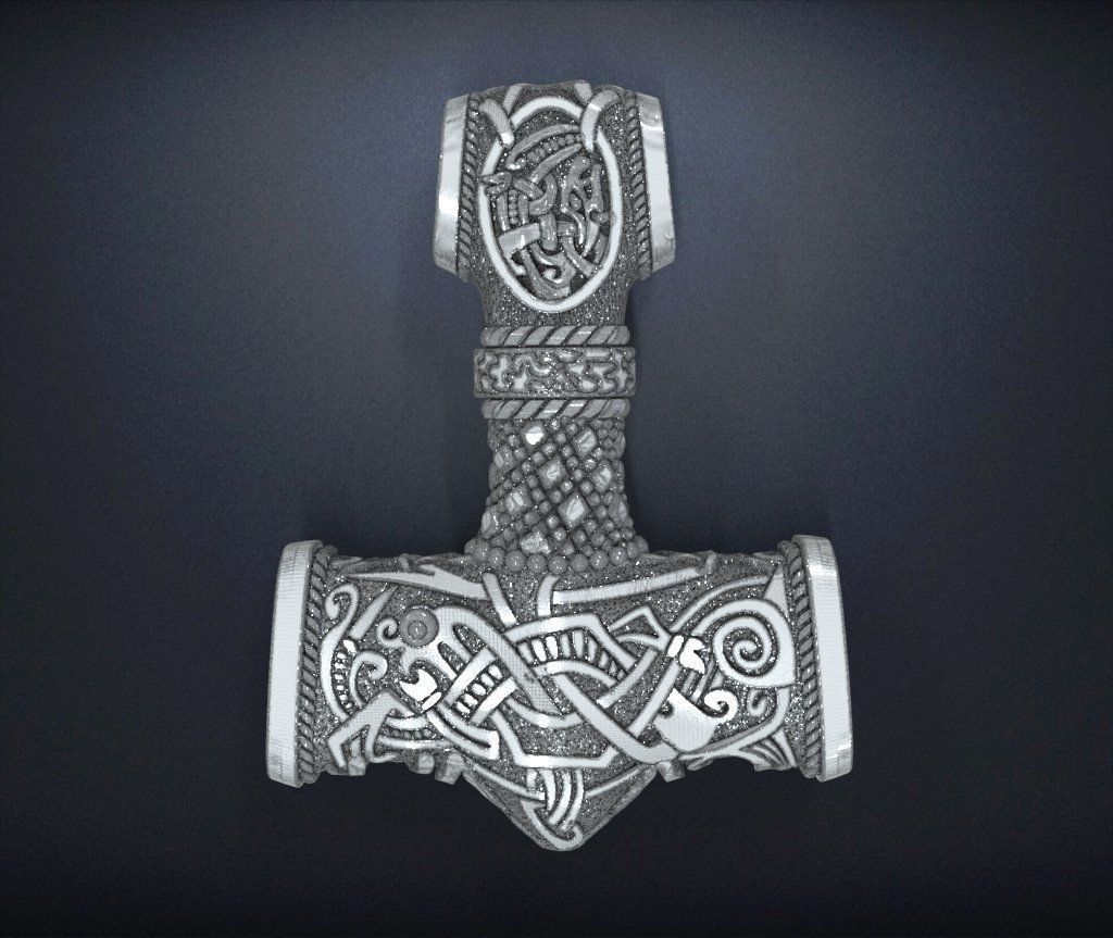 pendant hammer of thor gold jewelry silver platinum decoration pendants 3D print model - Mito3D
