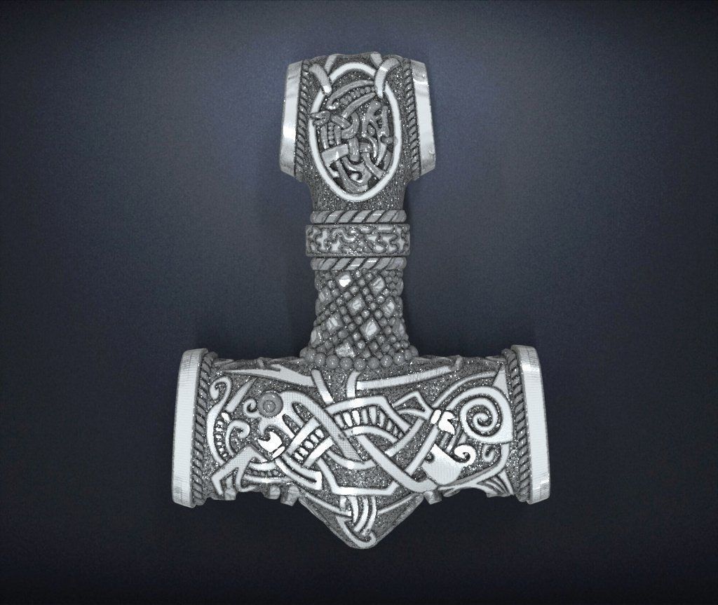 pendentif marteau of thor or bijoux argent platine décoration pendentifs 3D print model - Mito3D