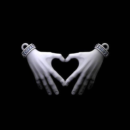 pendente mani insieme scolpire gioielleria scheletro denti argento sterlina stampabile creatura anelli mano vintag collana 3D print model - Mito3D