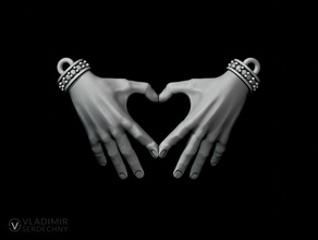 pendentif mains ensemble bijoux la main l'amour les pierres précieuses imprimable 3dprinting pendentifs 3d print model - Mito3D