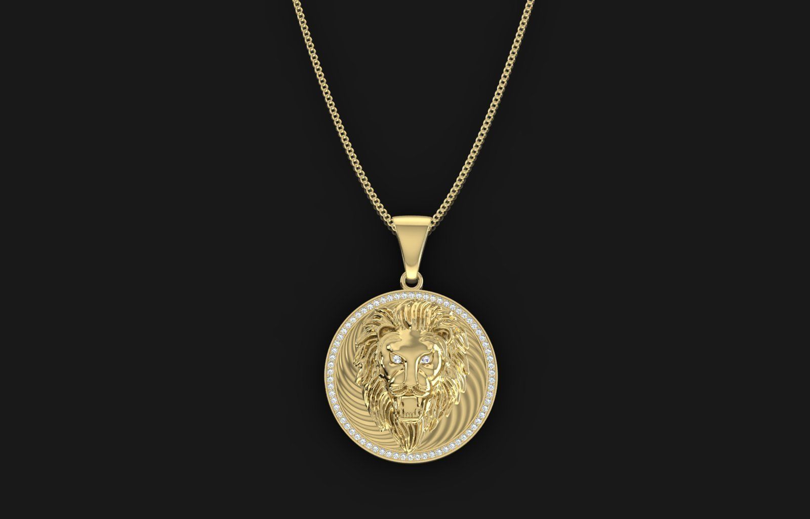 ciondolo testa di leone gioielli headoflion oro argento diamante stampabile la collana sterlina bianco moda e bellezza uomini lusso potenza regno l'eternità ciondoli zbrush 3D print model - Mito3D