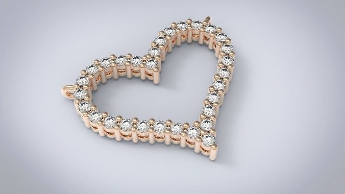 pendant heart jewelry gold silver diamond jewel jewellery platinum white brilliant fashion beauty sapphire valentine brillant love diamant pendants 3D print model - Mito3D