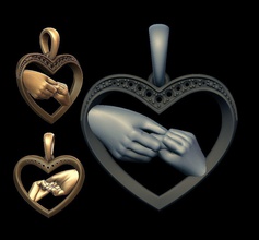 pendentif coeur bijoux cœur l'amour or romantique d'argent joyau de modèle d'impression imprimable mains pendentifs 3d print model - Mito3D