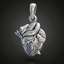 pendant heart arrow cupid anatomic love saint valentines gift jewelry platinum art gold sweetheart silver gem pendants 3d print model - Mito3D