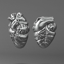pendentif coeur double face impression 3d bijoux d'argent de l'anneau joyau imprimable la livre sterling le platine cœur or pendentifs 3d print model - Mito3D