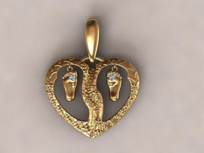 pendentif coeur jambes bijoux cœur les collier or de luxe le platine gem brillant mode beauté l'amour la saint-valentin romance diamant pendentifs 3d print model - Mito3D