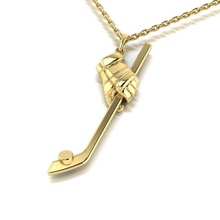 pendant hockey stick player washer jewelry gold silver pendants 3d print model - Mito3D
