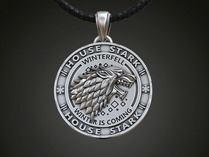 pendant house stark winterfell john snow wolf game jewelry jewellery necklace jewel fantasy printable pendants silver westeros dragon 3d print model - Mito3D