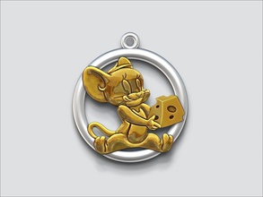 pendant jerry sculpture relief cute artistic keychain printing jewelry jewellery gold printable silver amulet tomandjerry coins design charm trinket accessory pendants 3d print model - Mito3D
