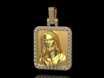 pendentif Jésus luxe bijoux moderne imprimable or sterling argent bague bijou modélisation 3d pendentifs 3d print model - Mito3D