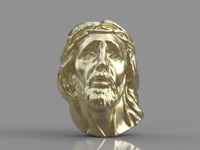 pendant jesus face religion crucifix cross rood gold silver jewelery jewelry dimond ring first model april pendants 3d print model - Mito3D