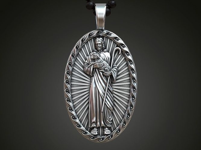 pendant jesus staff lamb christ religious jewellery silver jewelry pendants christian catholic 3D print model - Mito3D