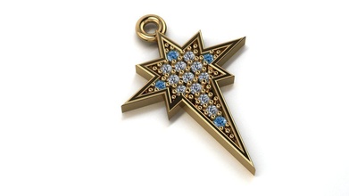 pendente gioielleria oro argento squillare diamante gioiello gemma orecchini stella ciondoli 3d print model - Mito3D