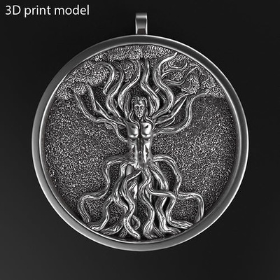 pendant jewelry celtic tree of life vol1 biker punk medieval medallion goddess ancient fantasy holy sacred religious church gothic human leaves necklace chain god cathedral pendants 3d print model - Mito3D