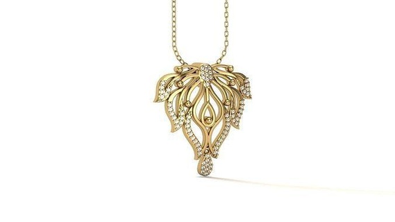 pendant jewelry indian printable jewelri jewel jewellery diamond srilanka necklace pendants gold whhitegold pinkgold cad traditional art design 3d print model - Mito3D