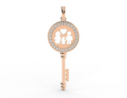 pendant key family gold silver men woman amulet gem love jewelry pendants 3d print model - Mito3D