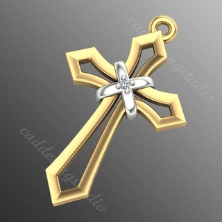 Anhänger ki3 Kreuz Gold Juwel Schmuck drucken Silber religiös wertvoll Symbol Schönheit Diamant Sterling Jesus Halskette Christian 3d print model - Mito3D