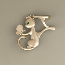 pendant kitty gold jewelry precious jewellery pendants 3d print model - Mito3D