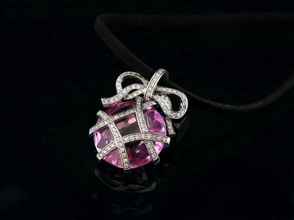 pendentif nœud bijoux platine imprimable argent luxe brillant gemme or tiffany nodule saphir Collier diamant rose mignonne fille pendentifs 3d print model - Mito3D