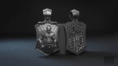 pendant kratos god of war jewelry silver warrior soldier decoration organics sculpt luxury design wax printable style print stereolithography sculpture pendants 3d print model - Mito3D