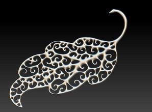 pendant leaf shape design abstract illustration symbol art pattern statue jewelry pendants 3d print model - Mito3D