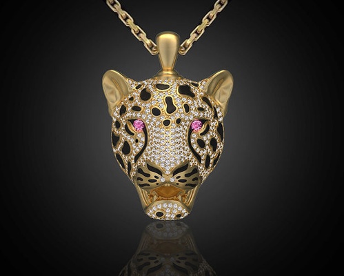 pingente leopardo joalheria pantera guepardo gato ouro pingentes tigre leão panter 3d print model - Mito3D