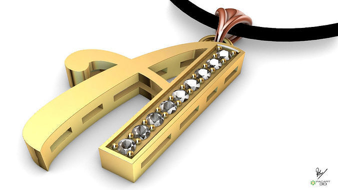 pendant letter gems personalized jewelry design gold luxury silver diamond fashion whit diamonds gem printable dimonds inicial pendants brillant wealth unisex 3D print model - Mito3D