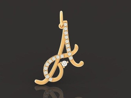 pendant letter initial stones design pendant letter stones initials elegant furniture letter pendant initial initial jewelry 3d modeling creative prototiping rendering animation pendants  3d print model - Mito3D