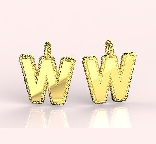 Anhänger Brief Halskette 3d drucken Modell Schmuck Initiale Alphabet Gold Kette druckbar Benutzerdefiniert Signet Silber USA Kanada uk Israel Initialen Schriftart 3dmodel 3D print model - Mito3D